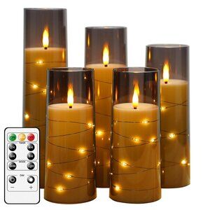 Flameless LED Candles with Timer 5 Pc Flickering Flameless Candles